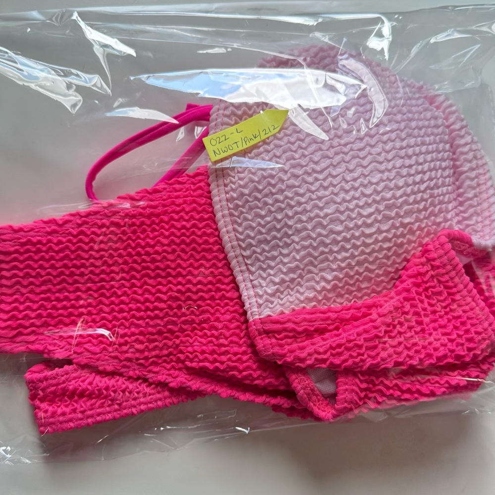 Pink Color Block Bandeau Bikini Set - Picture 4 of 4